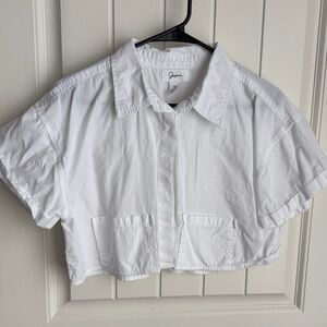 Japna White Cropped Button-Up Top Size Medium